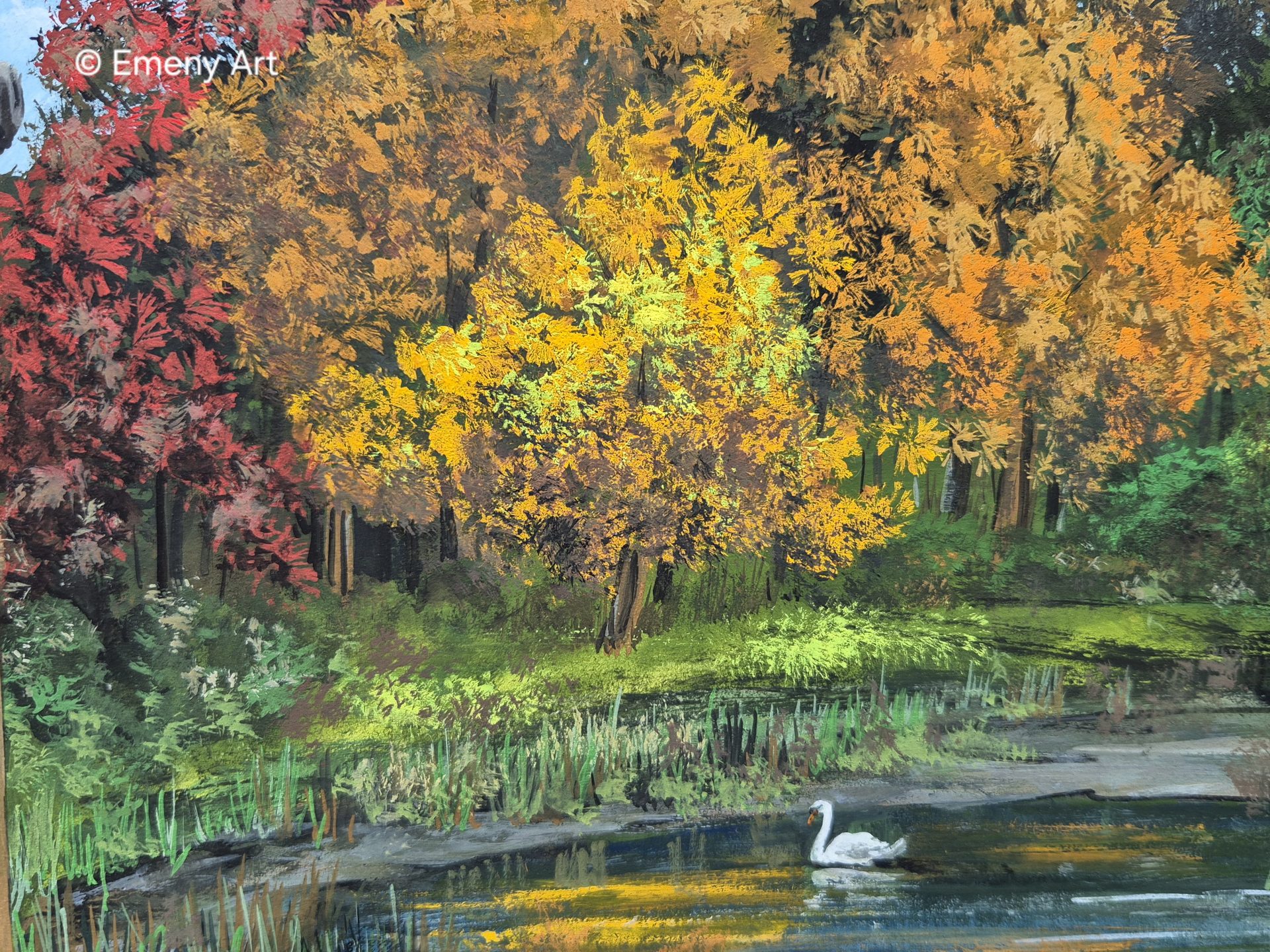 Flying Scotsman powering through a British autumn countryside. Limited edition print.