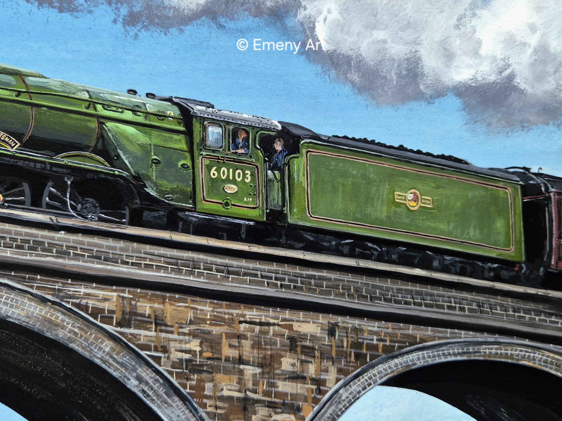 Flying Scotsman walk around coal tender. Fine art print. Collectors artwork