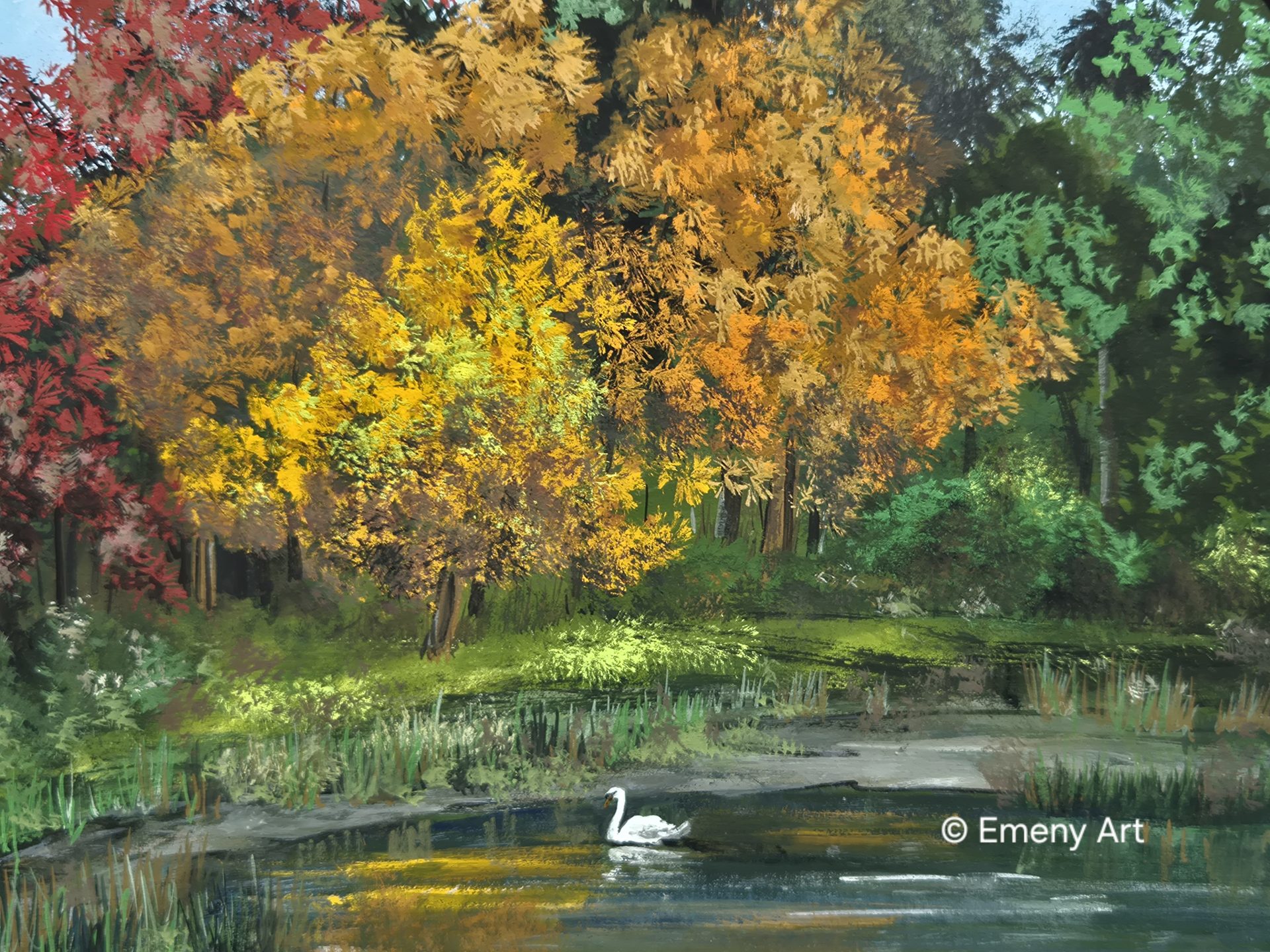 Such amazing autumn colours; an ideal background for Flying Scotsman