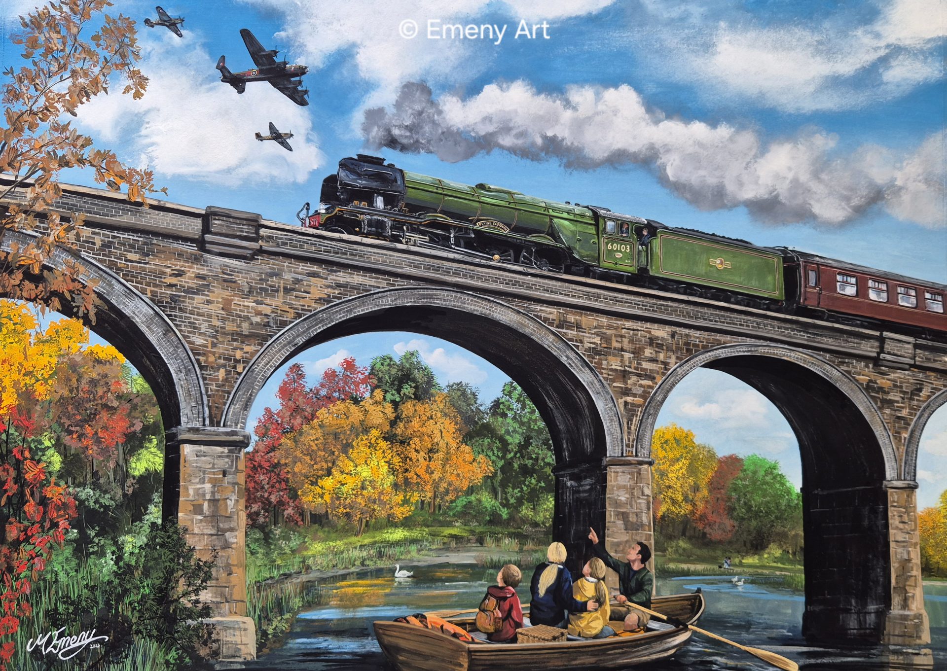 Flying Scotsman 60103 and a flypast by the Battle of Britain Memorial Flight. Fine art print